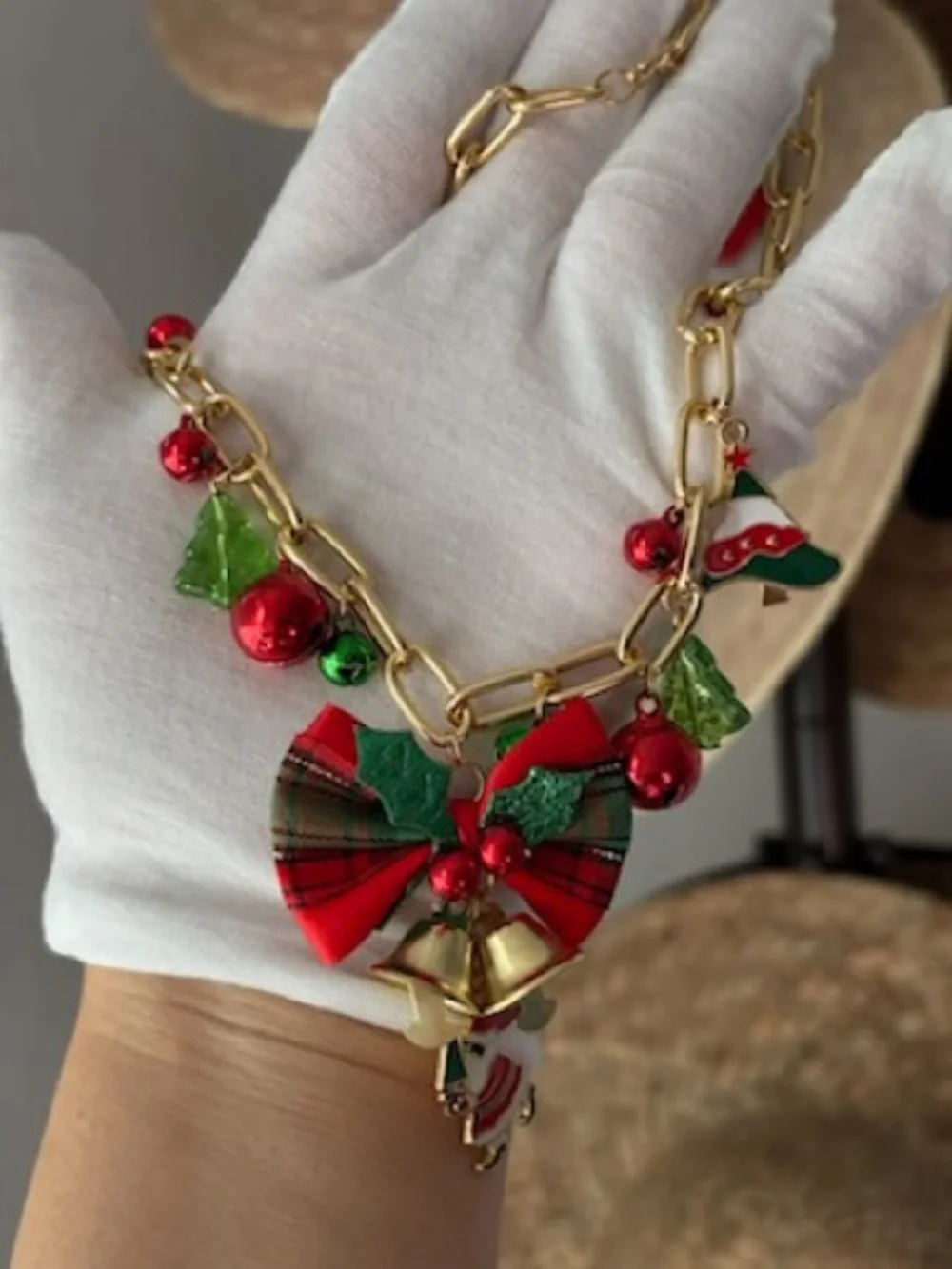 🎄 3Pc Christmas Jewelry Set Necklace Hair Clip Bell Earrings Holiday Gift